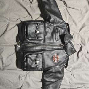 Harley-Davidson Kids Black Leather Jacket with Logo